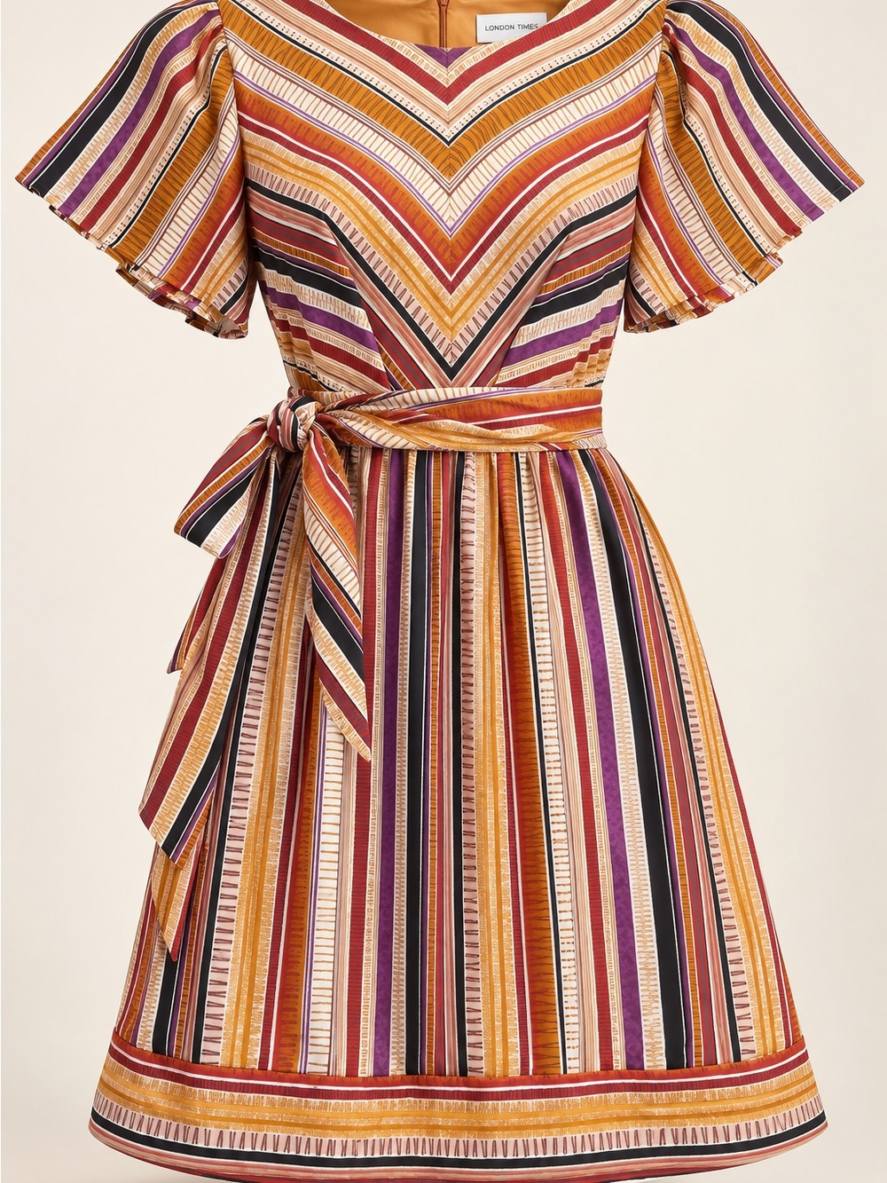 New With Tags London Times Size 18 Dress | Nordstrom | Burgundy Multi Stripe